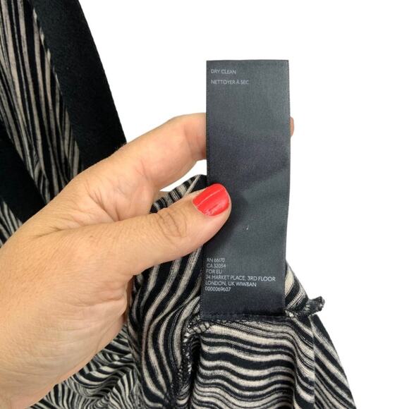 Anthropologie Maeve Salsola High Low Faux Wrap Jersey Dress Black Stripe Small - Picture 8 of 9